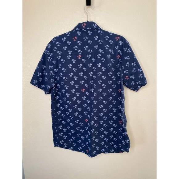 Coastal Mens Navy Blue Palm Tree Shirt Size XL Cotton Short Sleeve Button-Up - Picture 3 of 6